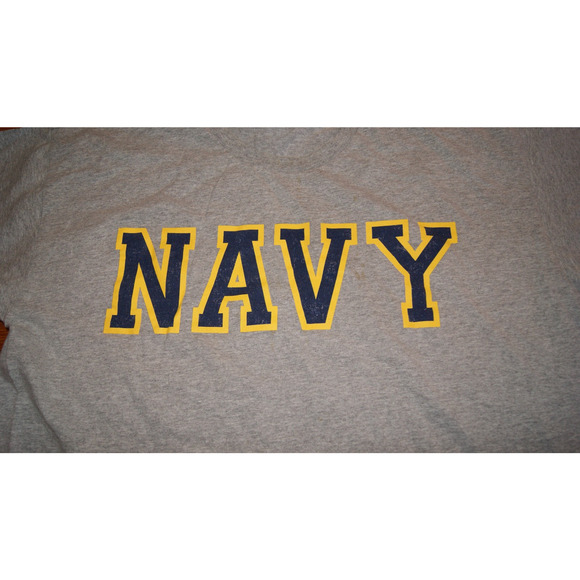Bayside US NAVY College TShirt Mens Size XL Cotton USA Made Gray - Picture 3 of 8